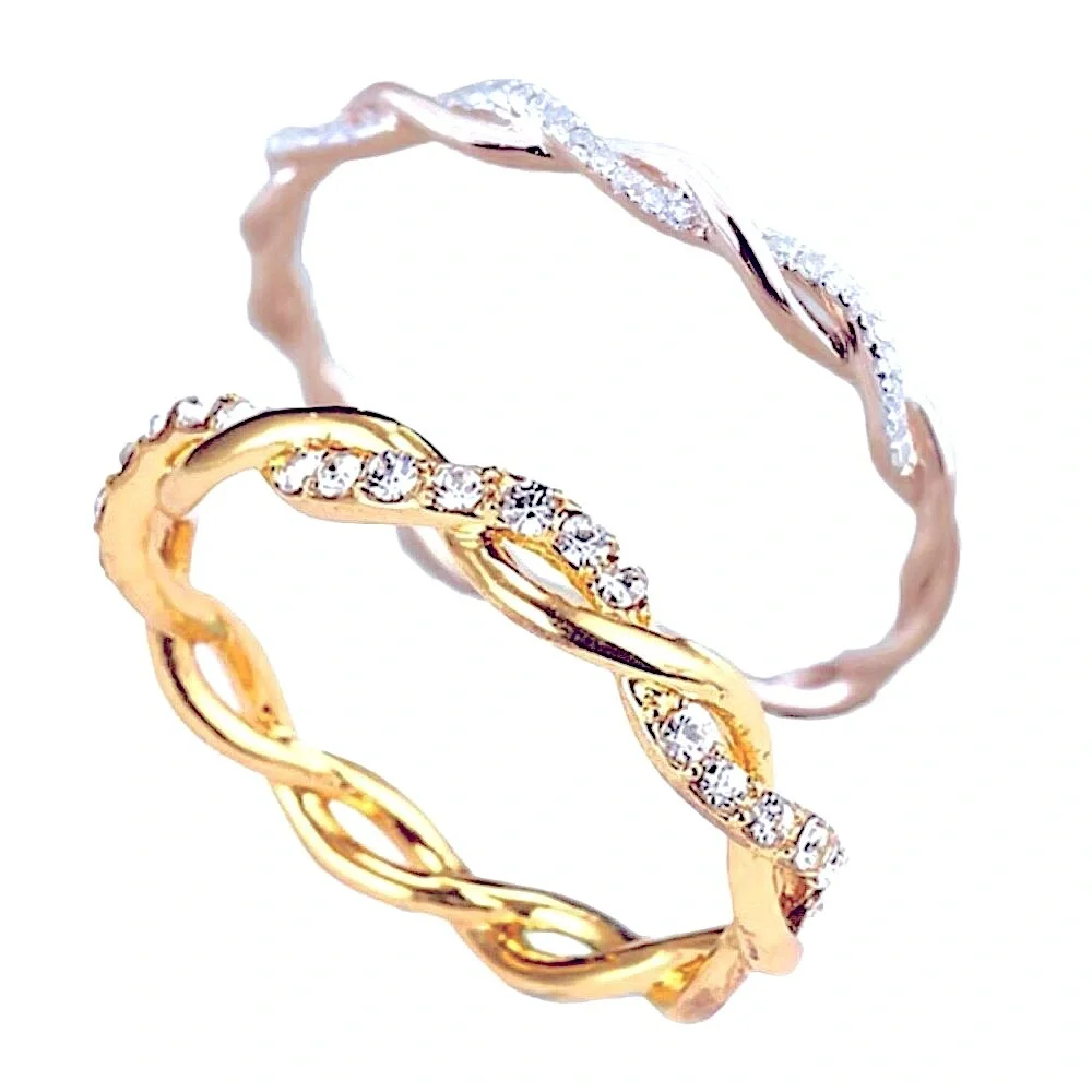 NEW 14k Gold Plated S925‎ Simulated Diamond Eternity Stacking Band Ring, Size 7
